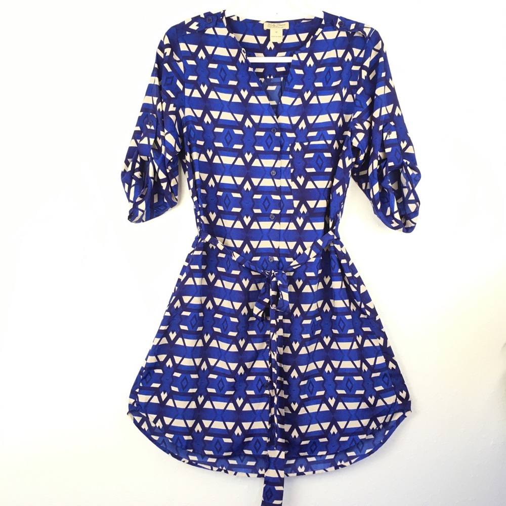 Lucky Brand Geometric Blue Shirt Dress